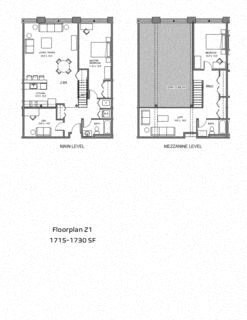 divided floor plan of a building with floor plans of two different floors